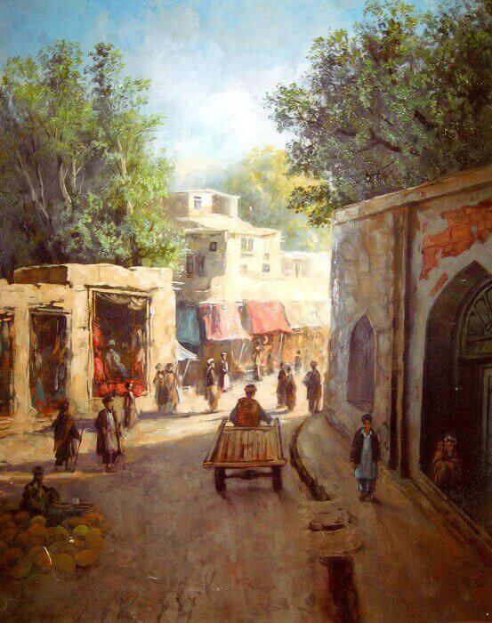 Busy street in the village